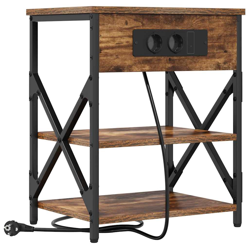 Nachtkastje 2 pcs Gerookt eiken 41 x 31 x 51 cm Bewerkt hout is nu te koop bij PeponiXL, paradijselijk wonen!