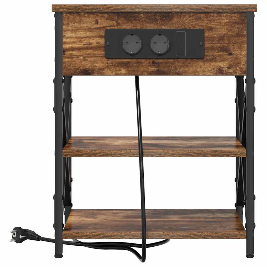Nachtkastje 2 pcs Gerookt eiken 41 x 31 x 51 cm Bewerkt hout is nu te koop bij PeponiXL, paradijselijk wonen!