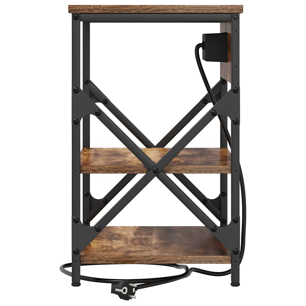 Nachtkastje 2 pcs Gerookt eiken 41 x 31 x 51 cm Bewerkt hout is nu te koop bij PeponiXL, paradijselijk wonen!