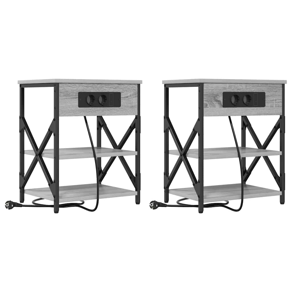 Nachtkastje 2 pcs Grijs Sonoma 41 x 31 x 51 cm Bewerkt hout is nu te koop bij PeponiXL, paradijselijk wonen!