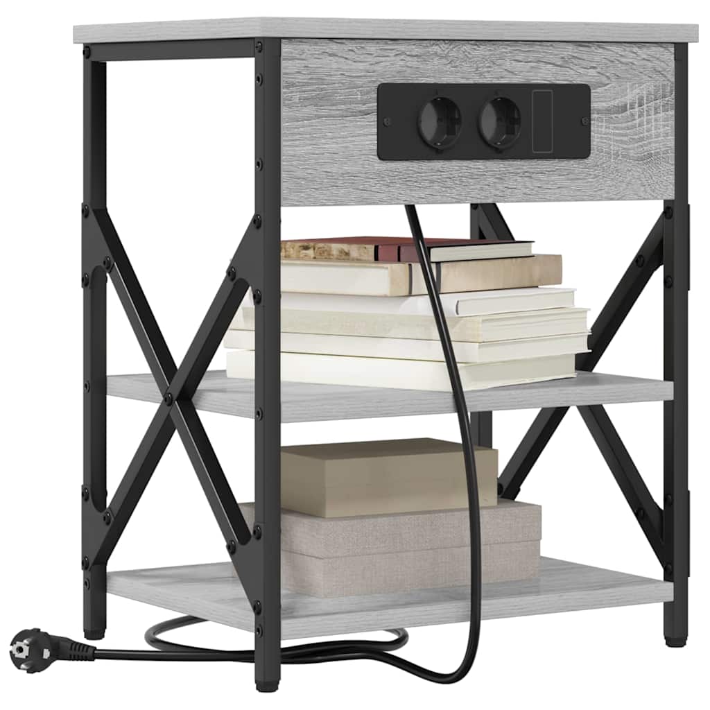 Nachtkastje 2 pcs Grijs Sonoma 41 x 31 x 51 cm Bewerkt hout is nu te koop bij PeponiXL, paradijselijk wonen!