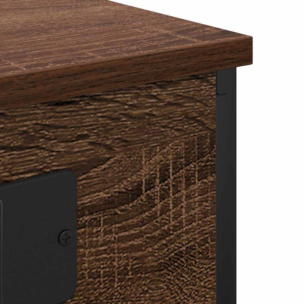 Nachtkastje met plank Bruin Eiken 41 x 31 x 51 cm Bewerkt hout is nu te koop bij PeponiXL, paradijselijk wonen!