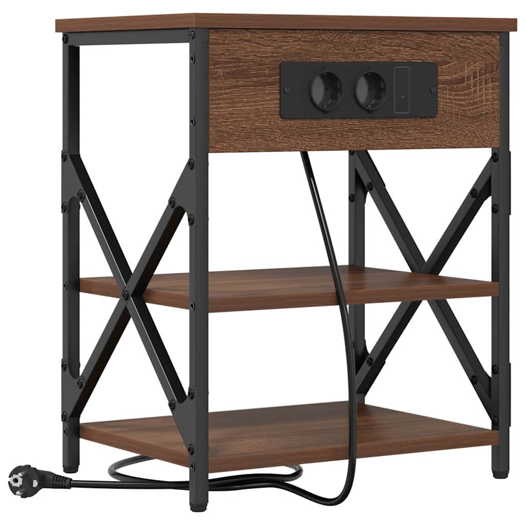 Nachtkastje met plank Bruin Eiken 41 x 31 x 51 cm Bewerkt hout is nu te koop bij PeponiXL, paradijselijk wonen!
