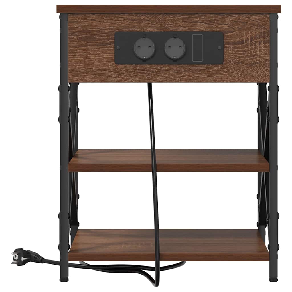Nachtkastje met plank Bruin Eiken 41 x 31 x 51 cm Bewerkt hout is nu te koop bij PeponiXL, paradijselijk wonen!