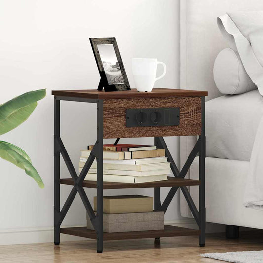 Nachtkastje 2 pcs Bruin Eiken 41 x 31 x 51 cm Bewerkt hout is nu te koop bij PeponiXL, paradijselijk wonen!