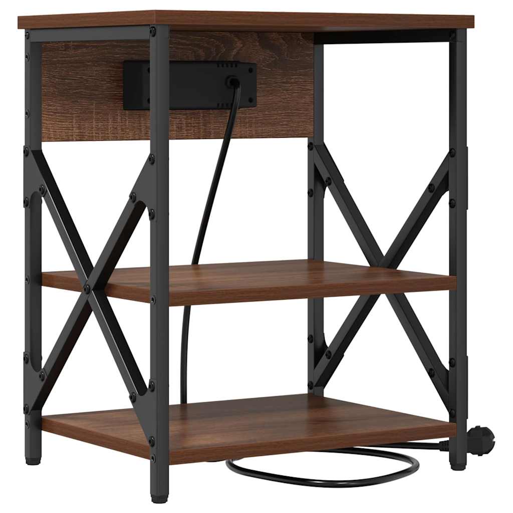 Nachtkastje 2 pcs Bruin Eiken 41 x 31 x 51 cm Bewerkt hout is nu te koop bij PeponiXL, paradijselijk wonen!