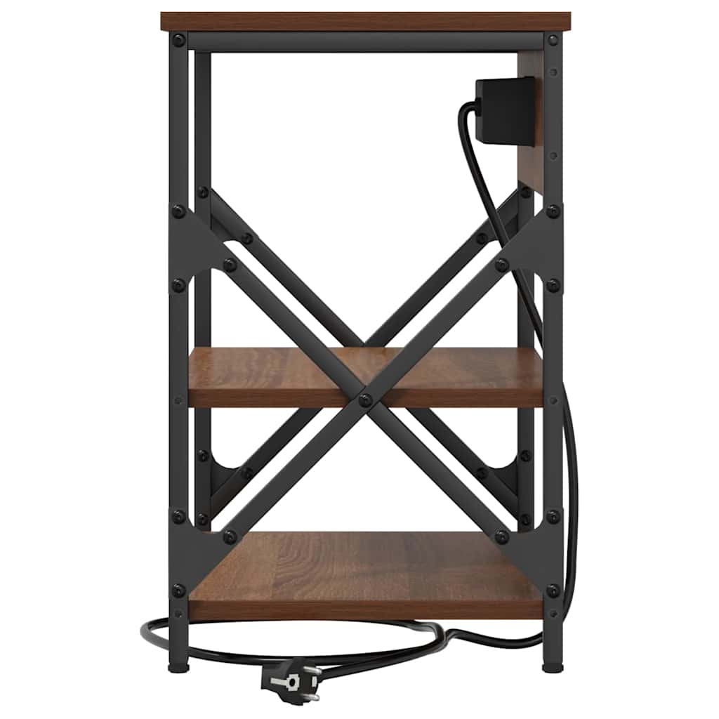 Nachtkastje 2 pcs Bruin Eiken 41 x 31 x 51 cm Bewerkt hout is nu te koop bij PeponiXL, paradijselijk wonen!