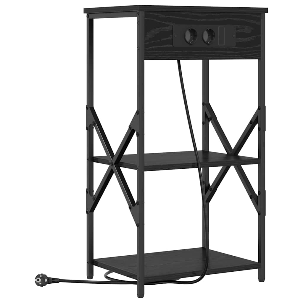 Nachtkastje 2 pcs Zwart Eiken 41 x 31 x 76 cm Bewerkt hout is nu te koop bij PeponiXL, paradijselijk wonen!