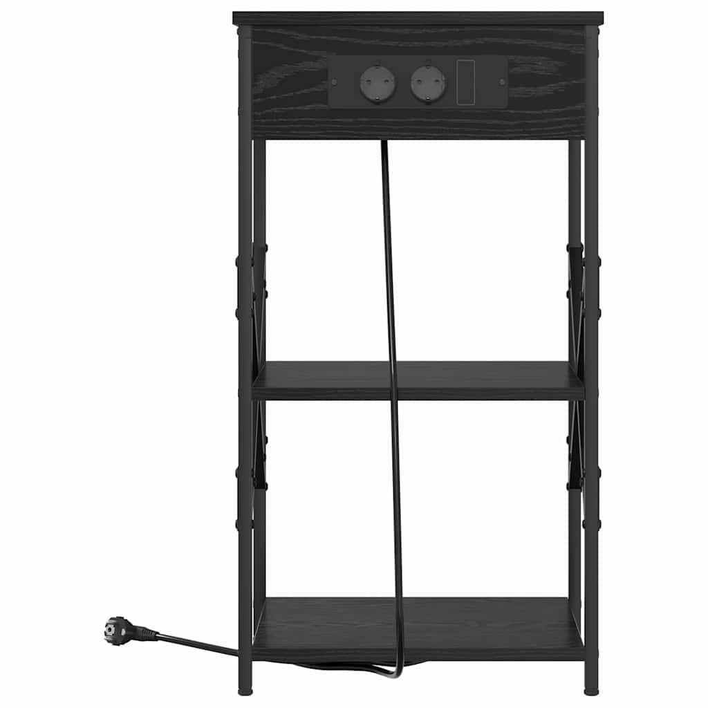 Nachtkastje 2 pcs Zwart Eiken 41 x 31 x 76 cm Bewerkt hout is nu te koop bij PeponiXL, paradijselijk wonen!