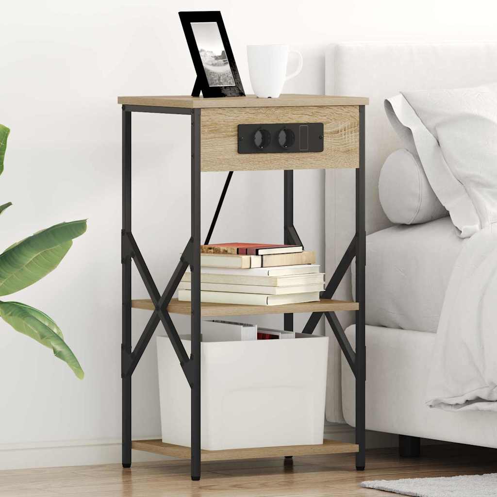 Nachtkastje 2 pcs Sonoma Eiken 41 x 31 x 76 cm Bewerkt hout is nu te koop bij PeponiXL, paradijselijk wonen!
