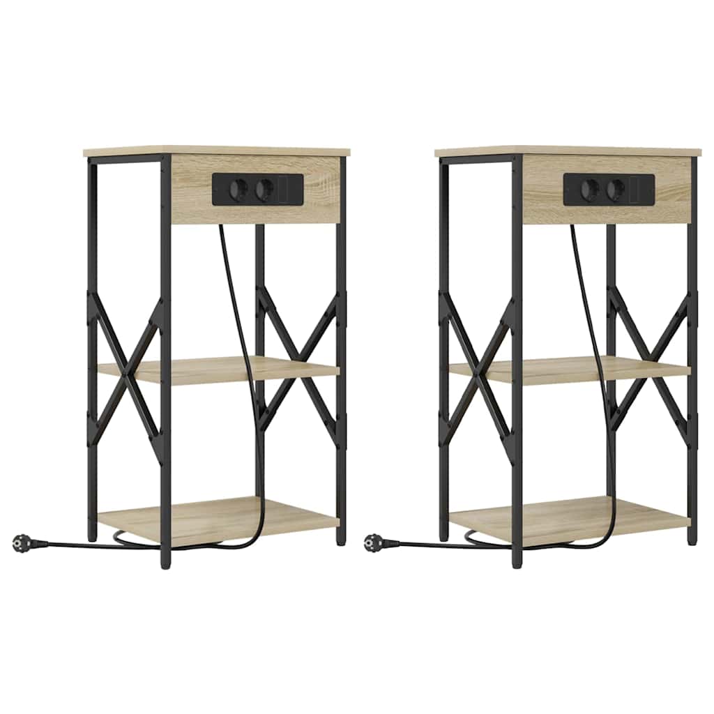 Nachtkastje 2 pcs Sonoma Eiken 41 x 31 x 76 cm Bewerkt hout is nu te koop bij PeponiXL, paradijselijk wonen!