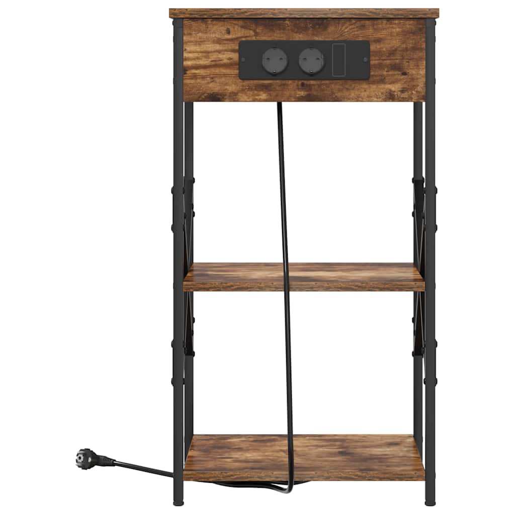 Nachtkastje Gerookt eiken 41 x 31 x 76 cm Bewerkt hout is nu te koop bij PeponiXL, paradijselijk wonen!