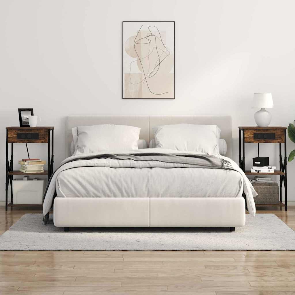 Nachtkastje 2 pcs Gerookt eiken 41 x 31 x 76 cm Bewerkt hout is nu te koop bij PeponiXL, paradijselijk wonen!