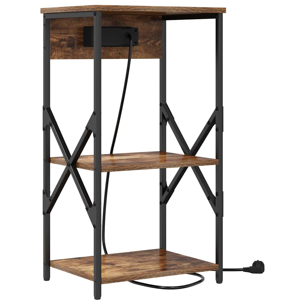 Nachtkastje 2 pcs Gerookt eiken 41 x 31 x 76 cm Bewerkt hout is nu te koop bij PeponiXL, paradijselijk wonen!