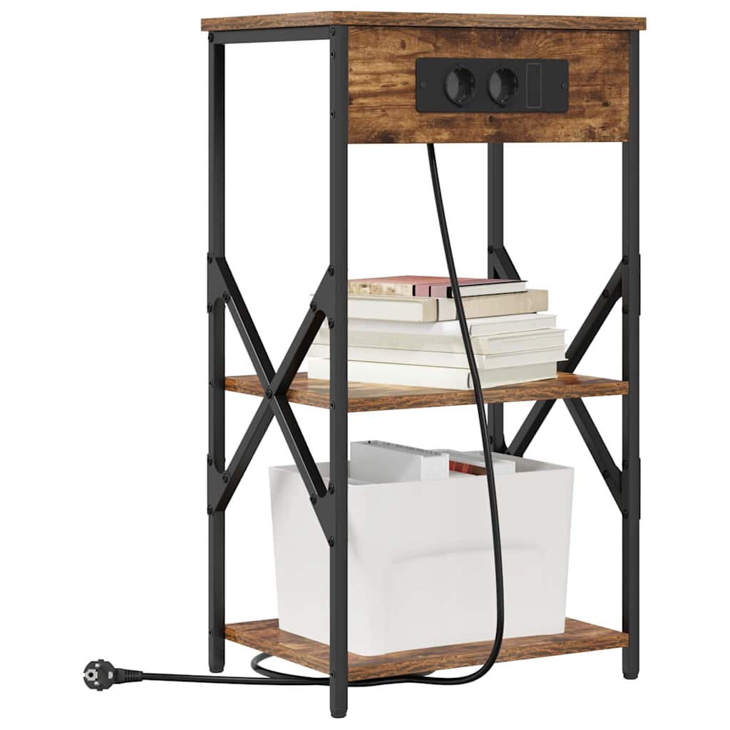 Nachtkastje 2 pcs Gerookt eiken 41 x 31 x 76 cm Bewerkt hout is nu te koop bij PeponiXL, paradijselijk wonen!