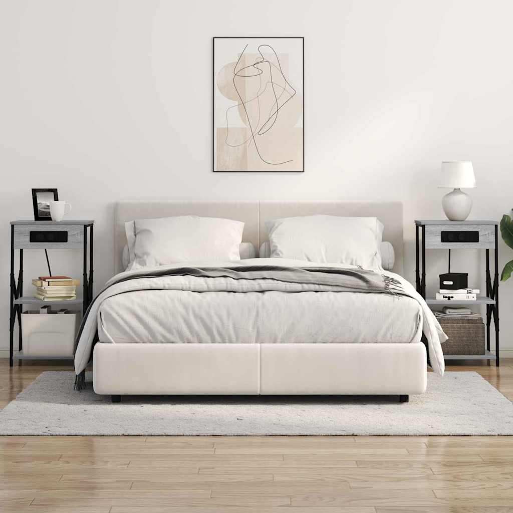 Nachtkastje met plank Grijs Sonoma 41 x 31 x 76 cm Bewerkt hout is nu te koop bij PeponiXL, paradijselijk wonen!