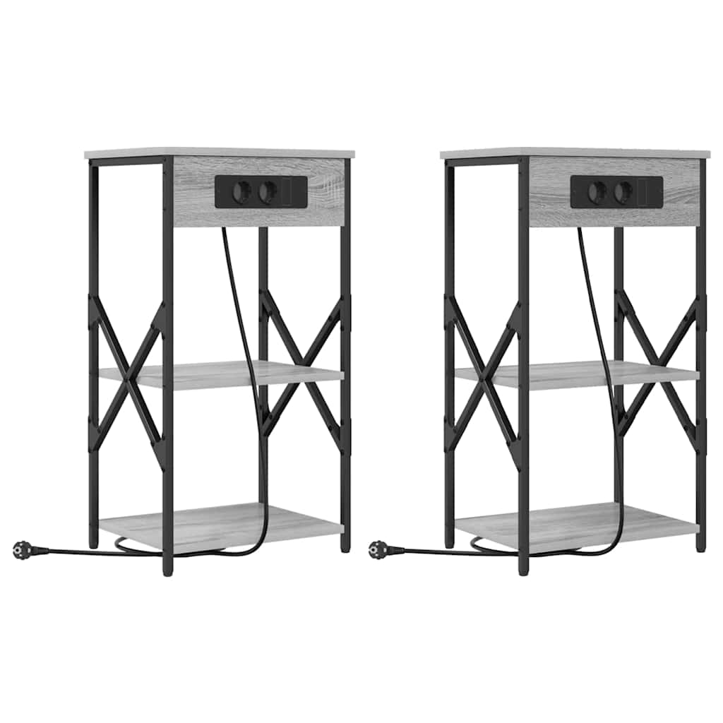 Nachtkastje 2 pcs Grijs Sonoma 41 x 31 x 76 cm Bewerkt hout is nu te koop bij PeponiXL, paradijselijk wonen!