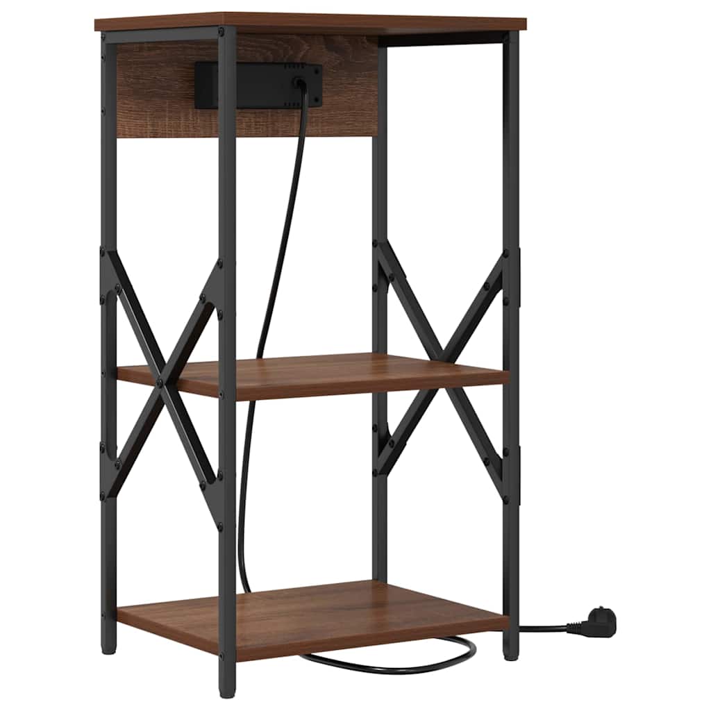 Nachtkastje met plank Bruin Eiken 41 x 31 x 76 cm Bewerkt hout is nu te koop bij PeponiXL, paradijselijk wonen!