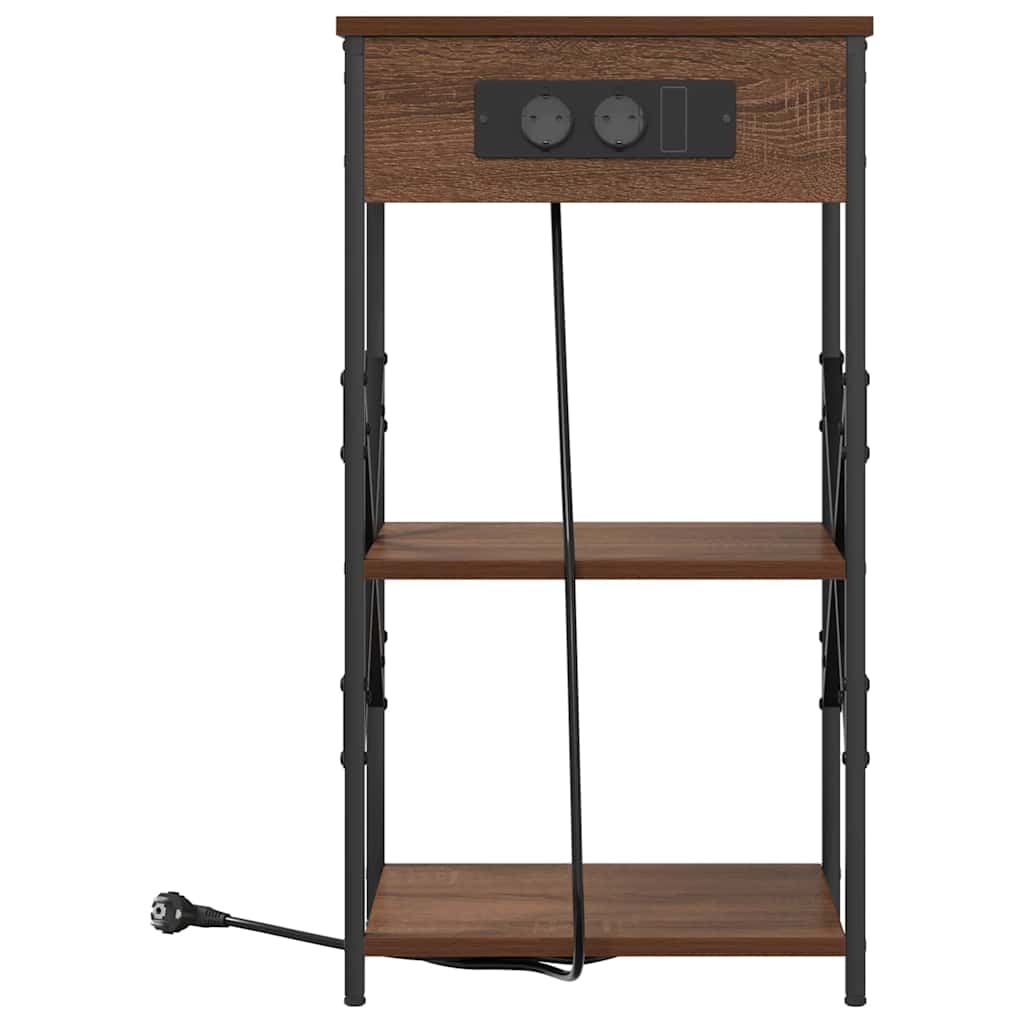Nachtkastje met plank Bruin Eiken 41 x 31 x 76 cm Bewerkt hout is nu te koop bij PeponiXL, paradijselijk wonen!