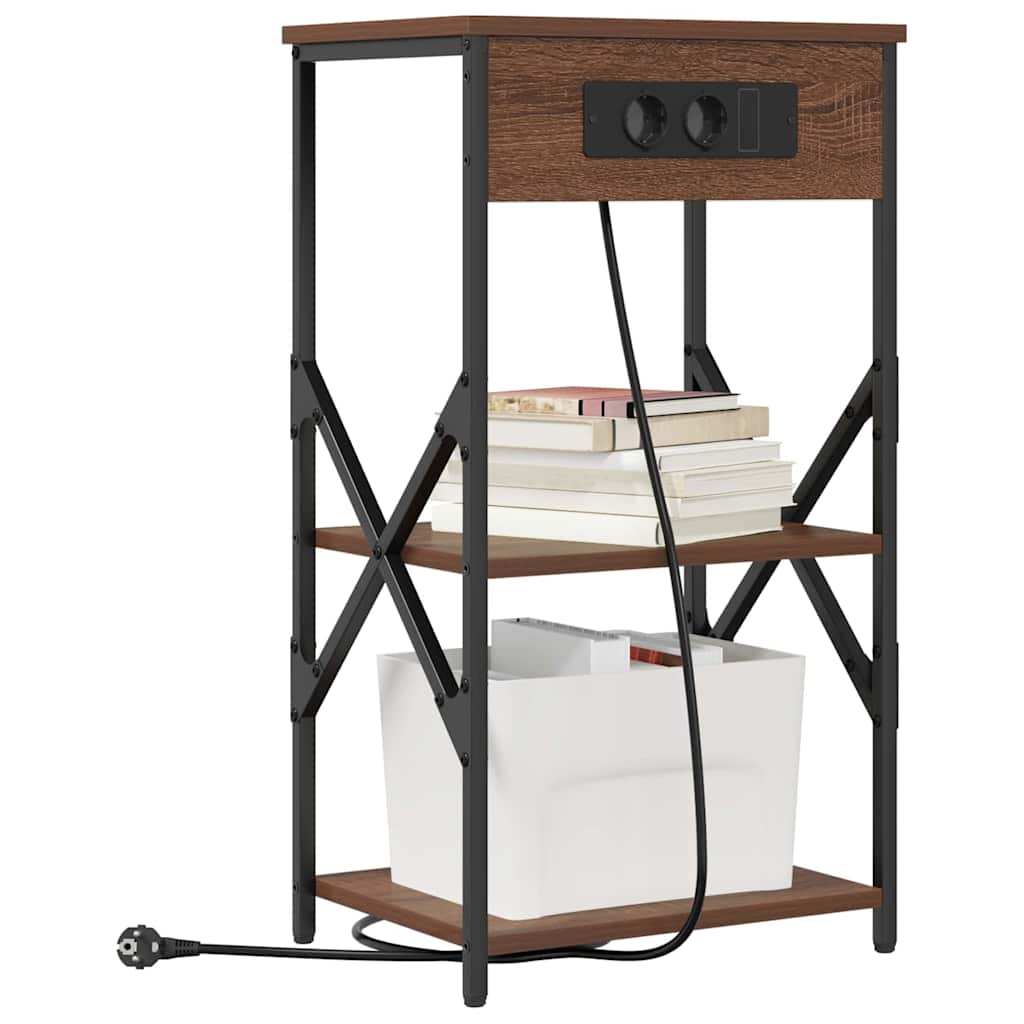 Nachtkastje met plank Bruin Eiken 41 x 31 x 76 cm Bewerkt hout is nu te koop bij PeponiXL, paradijselijk wonen!