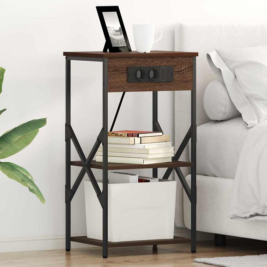 Nachtkastje 2 pcs Bruin Eiken 41 x 31 x 76 cm Bewerkt hout is nu te koop bij PeponiXL, paradijselijk wonen!