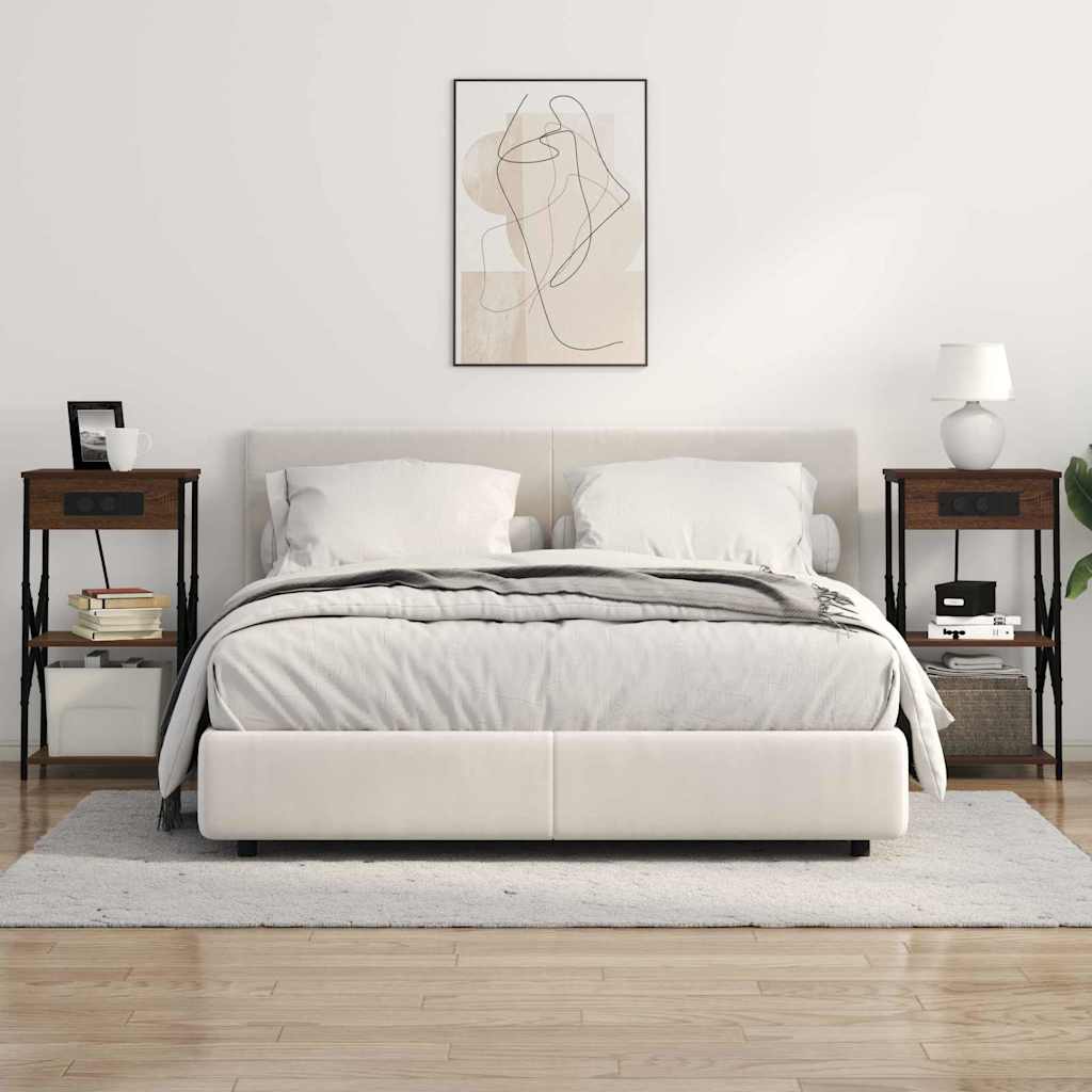 Nachtkastje 2 pcs Bruin Eiken 41 x 31 x 76 cm Bewerkt hout is nu te koop bij PeponiXL, paradijselijk wonen!