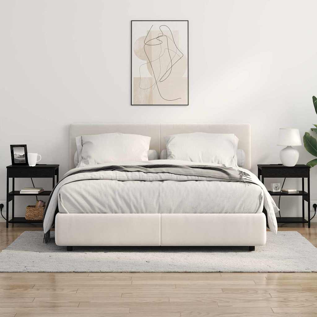 Nachtkastje Zwart Eiken 41 x 31 x 51 cm Bewerkt hout is nu te koop bij PeponiXL, paradijselijk wonen!