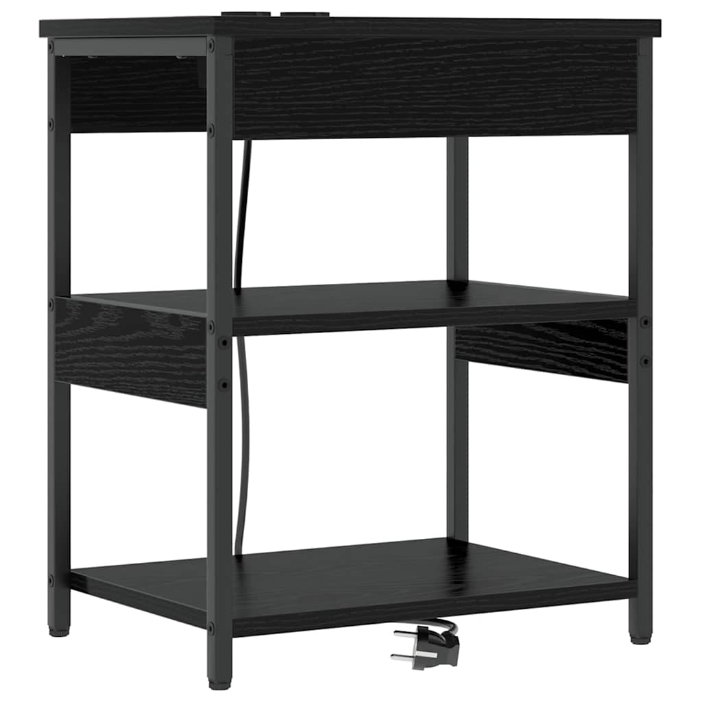 Nachtkastje 2 pcs Zwart Eiken 41 x 31 x 51 cm Bewerkt hout is nu te koop bij PeponiXL, paradijselijk wonen!