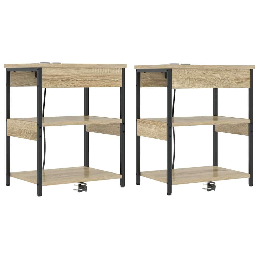 Nachtkastje 2 pcs Sonoma Eiken 41 x 31 x 51 cm Bewerkt hout is nu te koop bij PeponiXL, paradijselijk wonen!