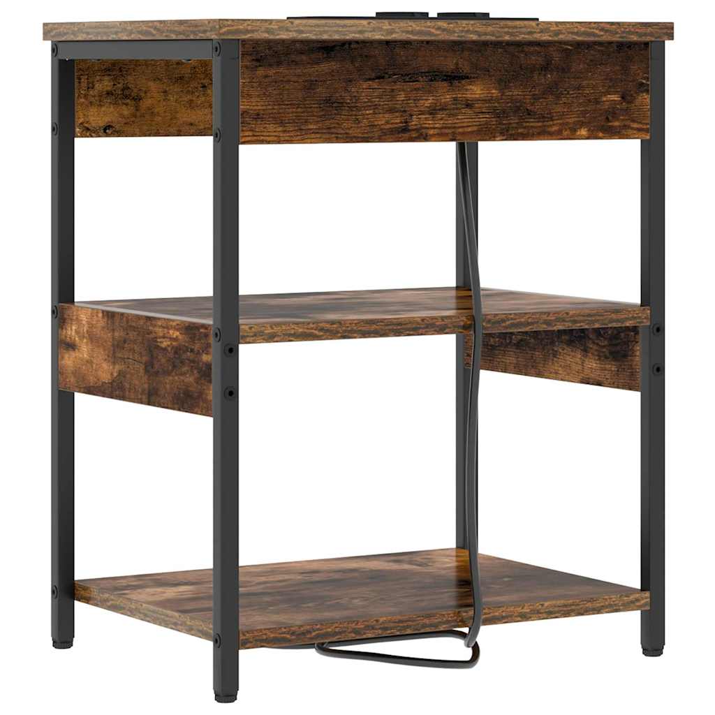 Nachtkastje Gerookt eiken 41 x 31 x 51 cm Bewerkt hout is nu te koop bij PeponiXL, paradijselijk wonen!