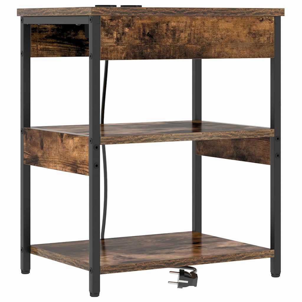 Nachtkastje 2 pcs Gerookt eiken 41 x 31 x 51 cm Bewerkt hout is nu te koop bij PeponiXL, paradijselijk wonen!