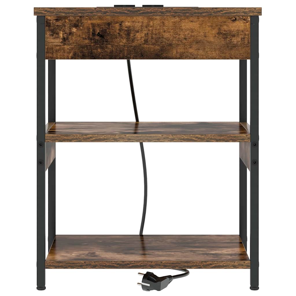 Nachtkastje 2 pcs Gerookt eiken 41 x 31 x 51 cm Bewerkt hout is nu te koop bij PeponiXL, paradijselijk wonen!