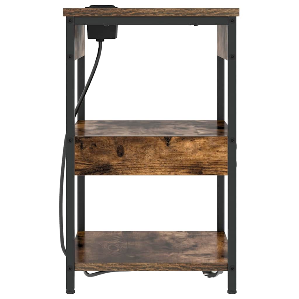 Nachtkastje 2 pcs Gerookt eiken 41 x 31 x 51 cm Bewerkt hout is nu te koop bij PeponiXL, paradijselijk wonen!