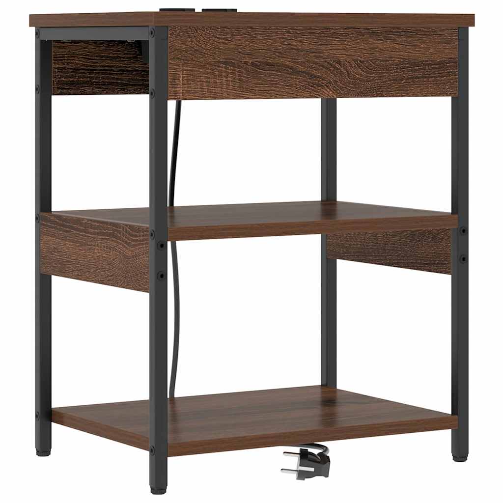 Nachtkastje Bruin Eiken 41 x 31 x 51 cm Bewerkt hout is nu te koop bij PeponiXL, paradijselijk wonen!