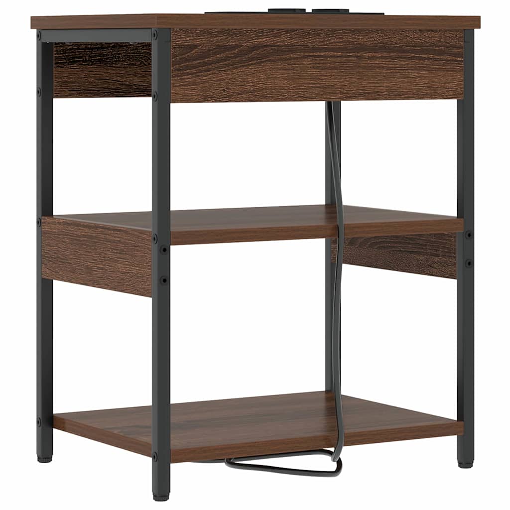 Nachtkastje Bruin Eiken 41 x 31 x 51 cm Bewerkt hout is nu te koop bij PeponiXL, paradijselijk wonen!