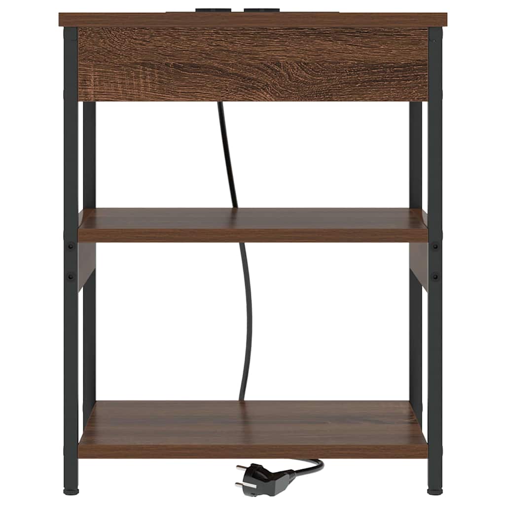 Nachtkastje Bruin Eiken 41 x 31 x 51 cm Bewerkt hout is nu te koop bij PeponiXL, paradijselijk wonen!