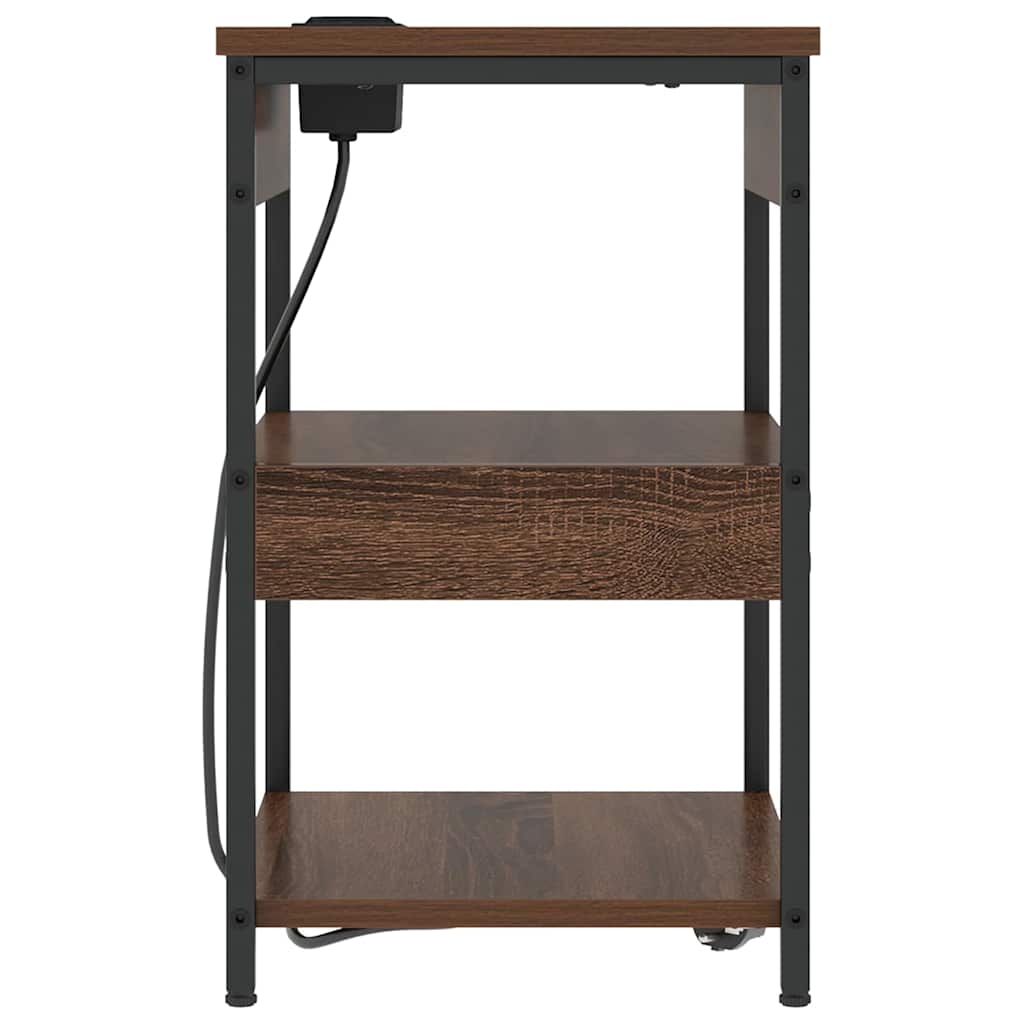 Nachtkastje Bruin Eiken 41 x 31 x 51 cm Bewerkt hout is nu te koop bij PeponiXL, paradijselijk wonen!