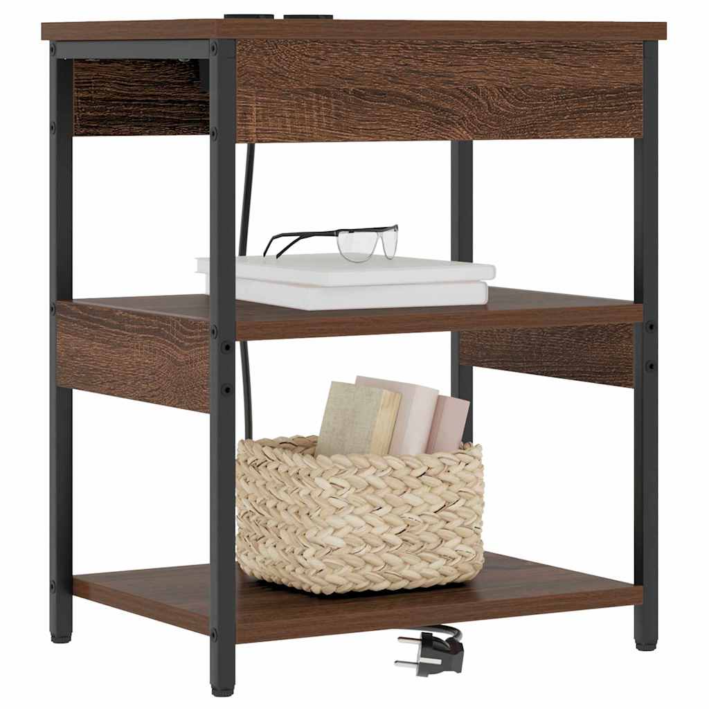 Nachtkastje 2 pcs Bruin Eiken 41 x 31 x 51 cm Bewerkt hout is nu te koop bij PeponiXL, paradijselijk wonen!