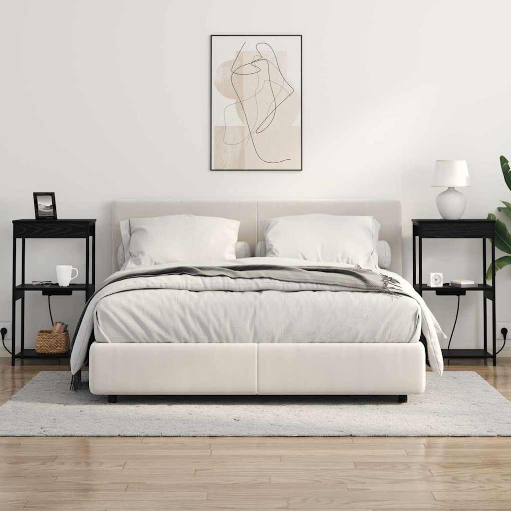 Nachtkastje met plank Zwart Eiken 41 x 31 x 76 cm Bewerkt hout is nu te koop bij PeponiXL, paradijselijk wonen!
