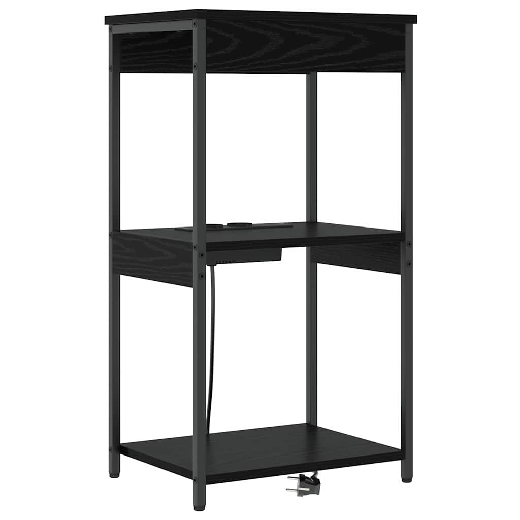 Nachtkastje met plank Zwart Eiken 41 x 31 x 76 cm Bewerkt hout is nu te koop bij PeponiXL, paradijselijk wonen!