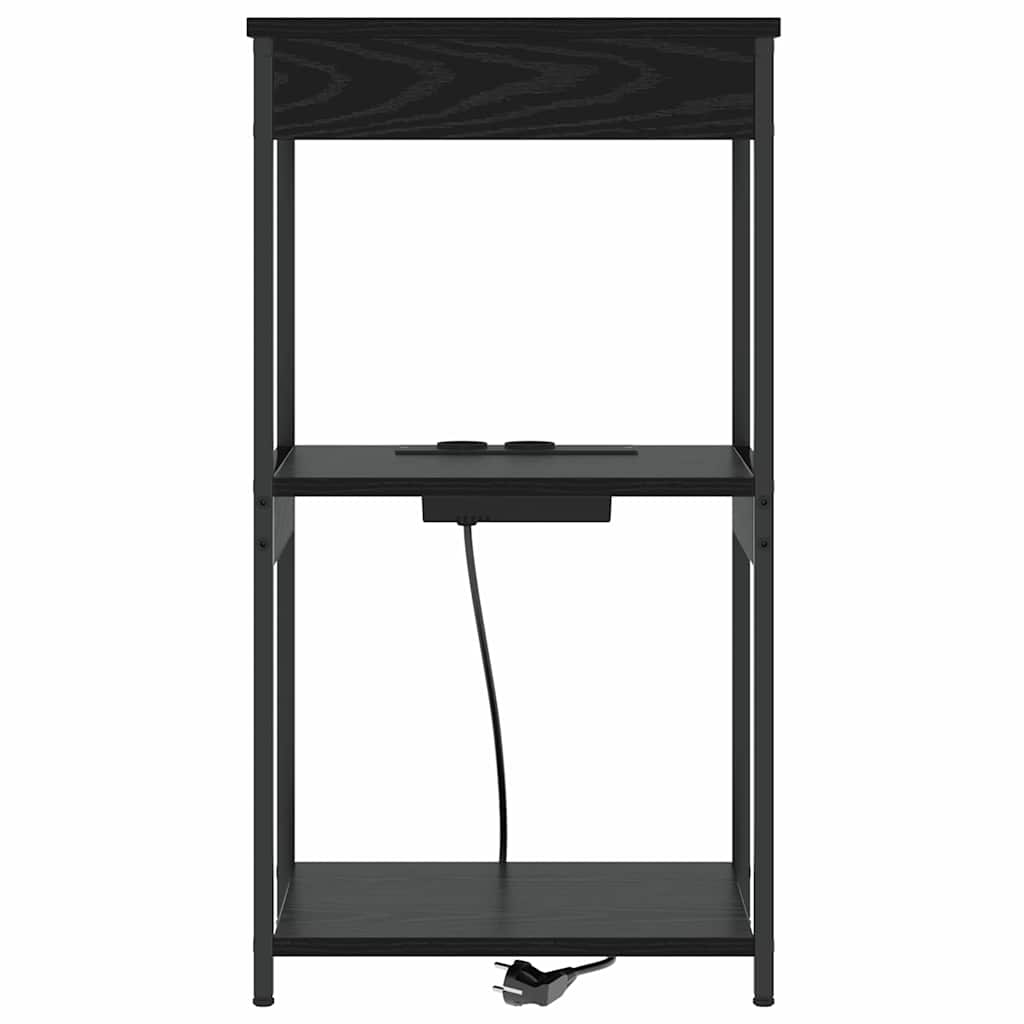 Nachtkastje met plank Zwart Eiken 41 x 31 x 76 cm Bewerkt hout is nu te koop bij PeponiXL, paradijselijk wonen!