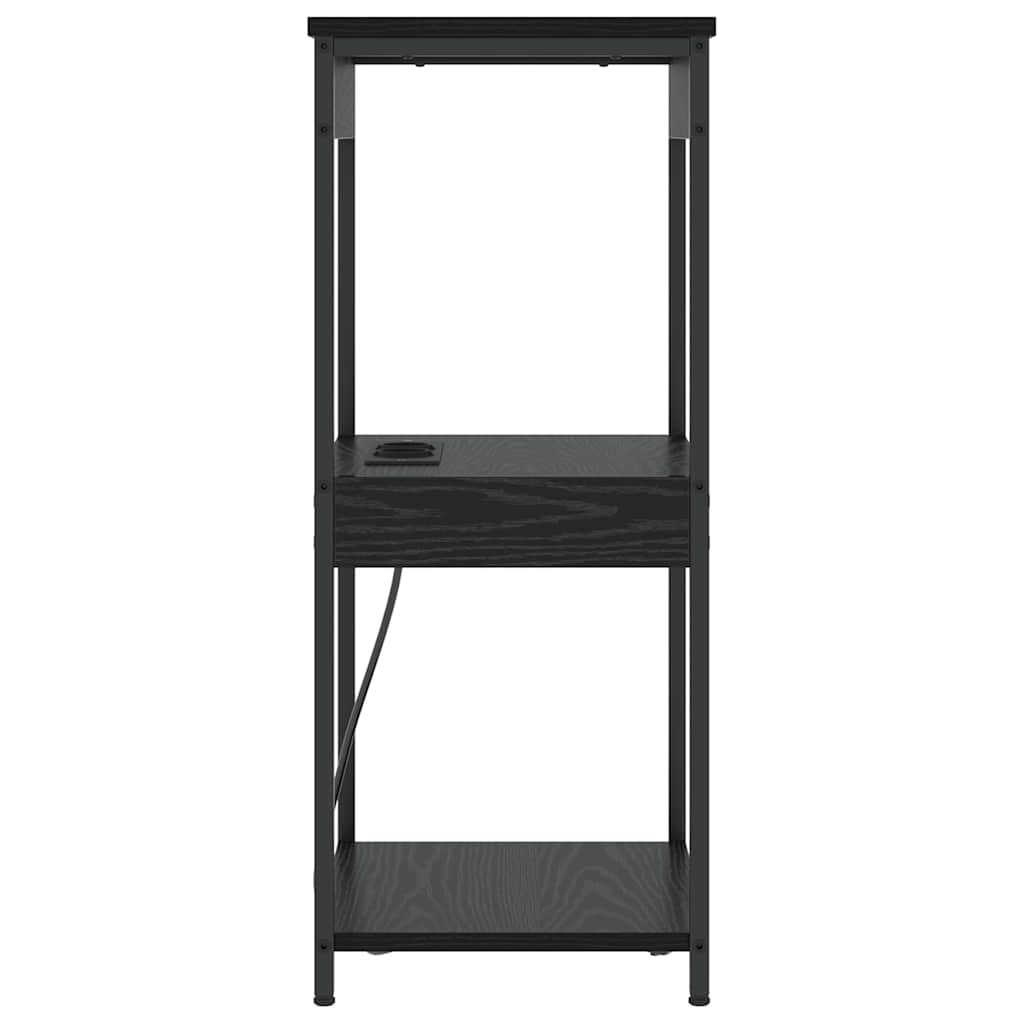 Nachtkastje met plank Zwart Eiken 41 x 31 x 76 cm Bewerkt hout is nu te koop bij PeponiXL, paradijselijk wonen!