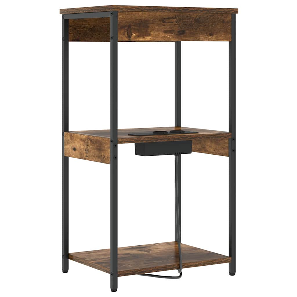 Nachtkastje Gerookt eiken 41 x 31 x 76 cm Bewerkt hout is nu te koop bij PeponiXL, paradijselijk wonen!