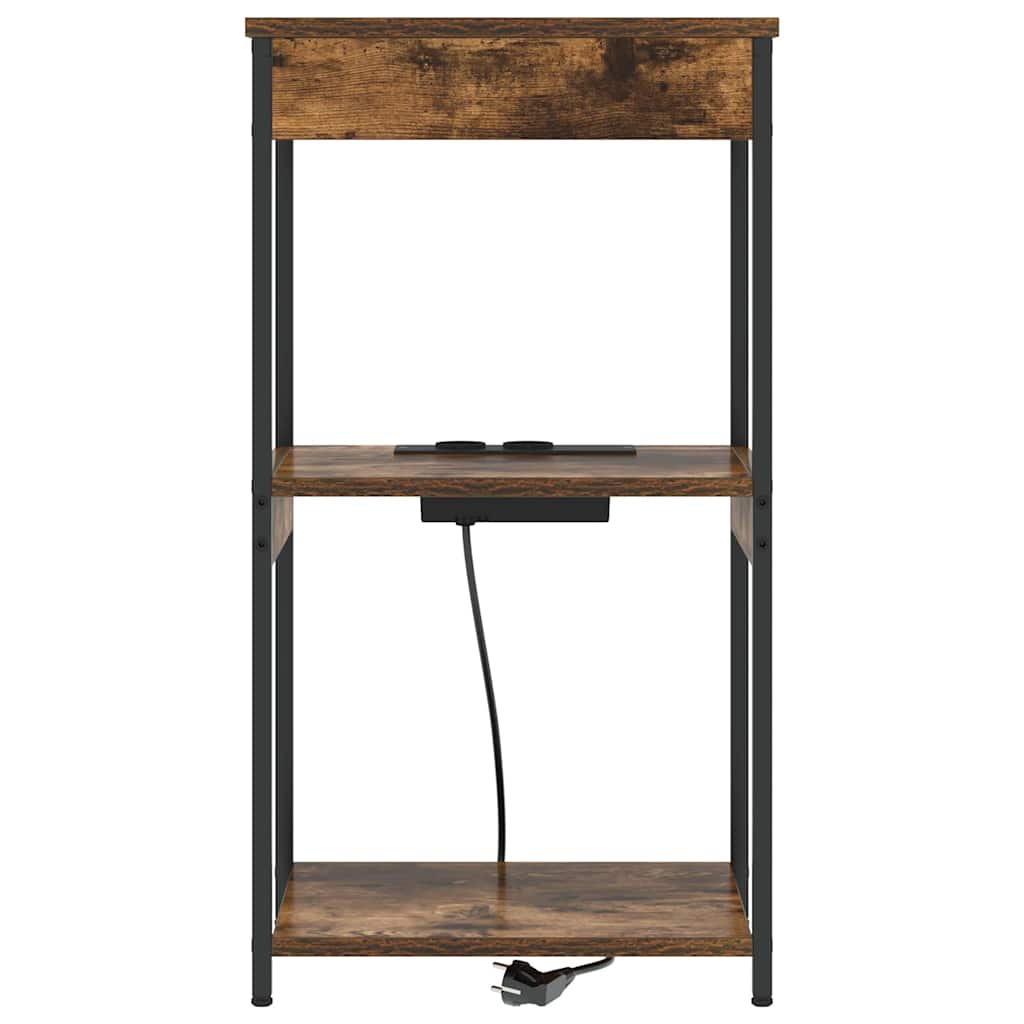 Nachtkastje Gerookt eiken 41 x 31 x 76 cm Bewerkt hout is nu te koop bij PeponiXL, paradijselijk wonen!