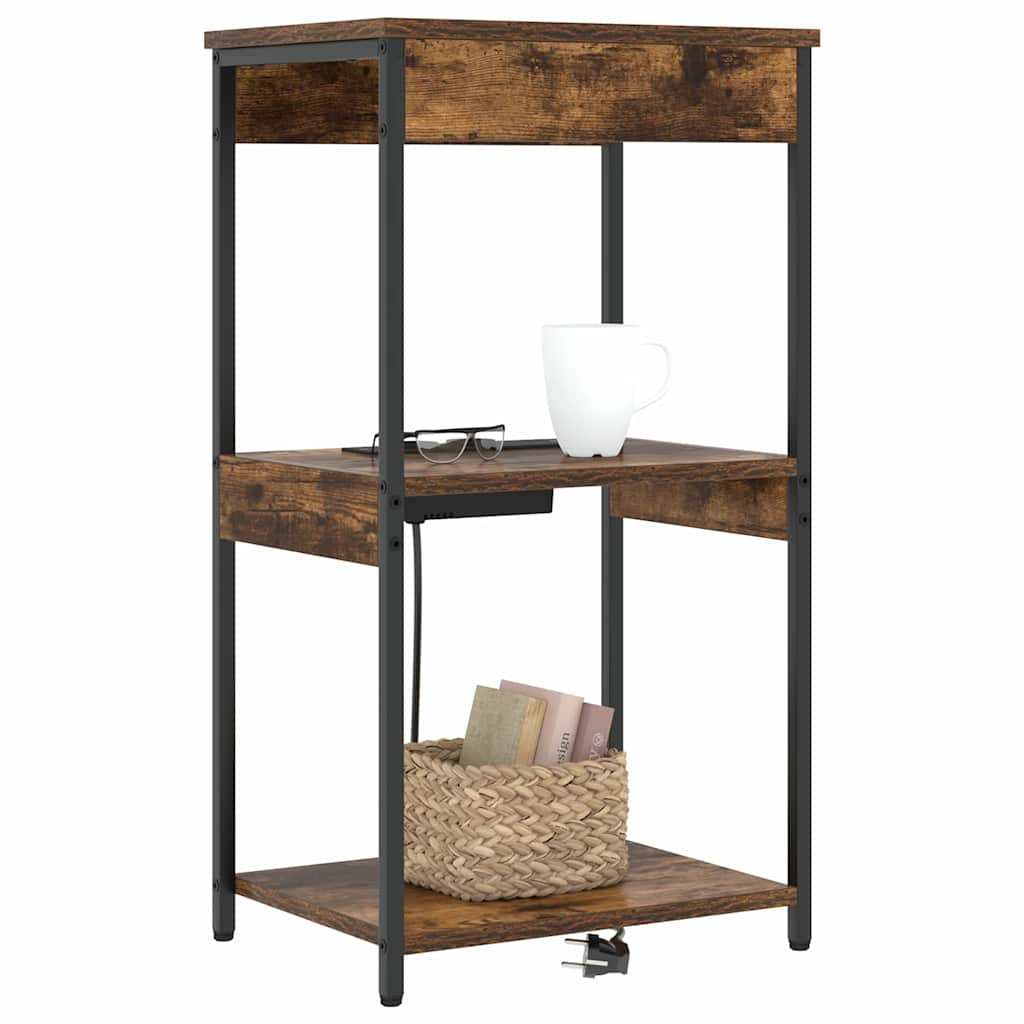 Nachtkastje Gerookt eiken 41 x 31 x 76 cm Bewerkt hout is nu te koop bij PeponiXL, paradijselijk wonen!