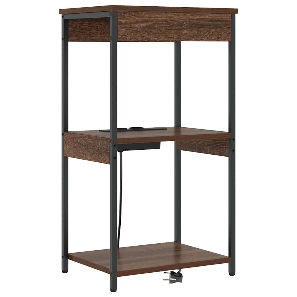 Nachtkastje met plank Bruin Eiken 41 x 31 x 76 cm Bewerkt hout is nu te koop bij PeponiXL, paradijselijk wonen!