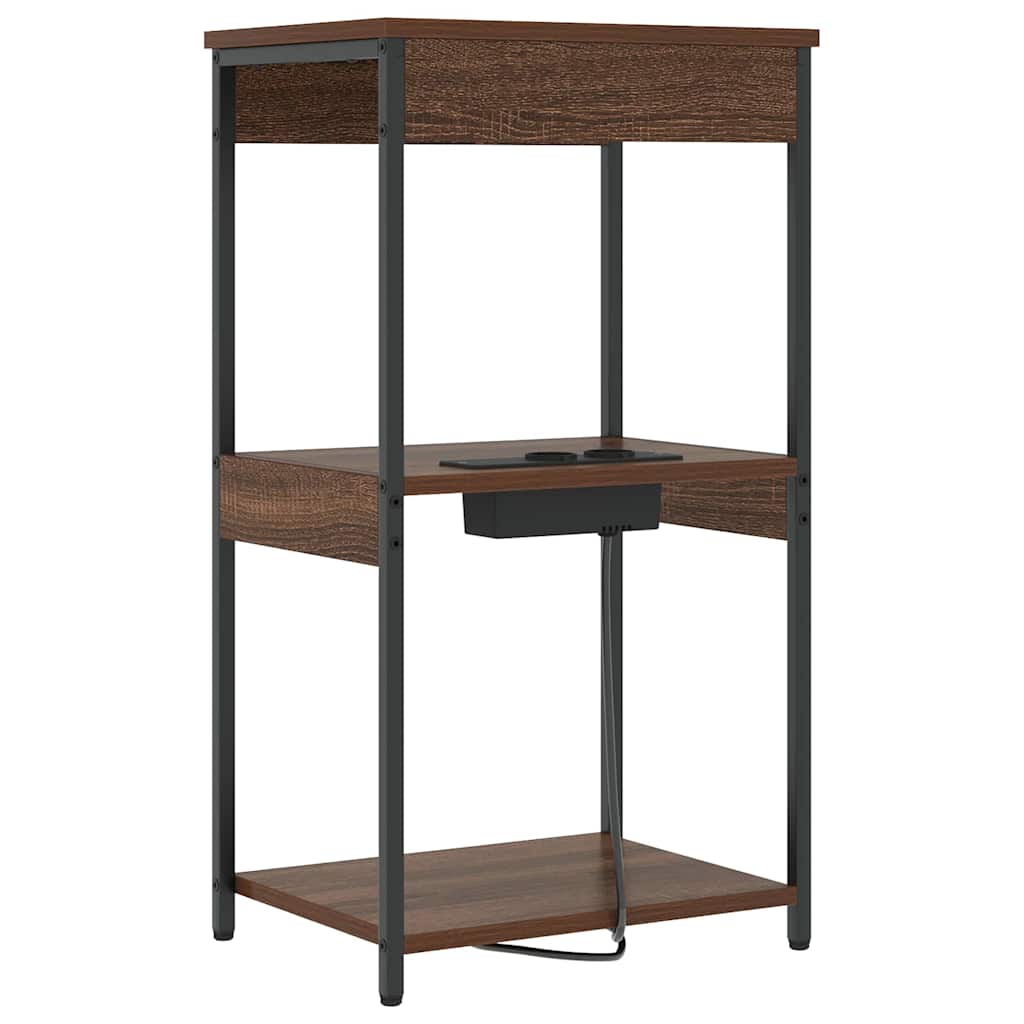 Nachtkastje met plank Bruin Eiken 41 x 31 x 76 cm Bewerkt hout is nu te koop bij PeponiXL, paradijselijk wonen!
