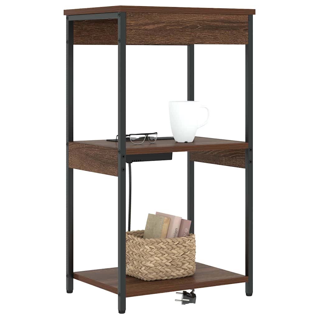 Nachtkastje met plank Bruin Eiken 41 x 31 x 76 cm Bewerkt hout is nu te koop bij PeponiXL, paradijselijk wonen!