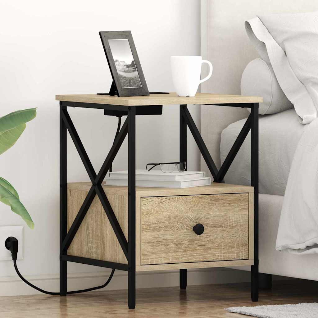Nachtkastje 2 pcs Sonoma Eiken 41,5 x 40,5 x 55 cm Bewerkt hout is nu te koop bij PeponiXL, paradijselijk wonen!