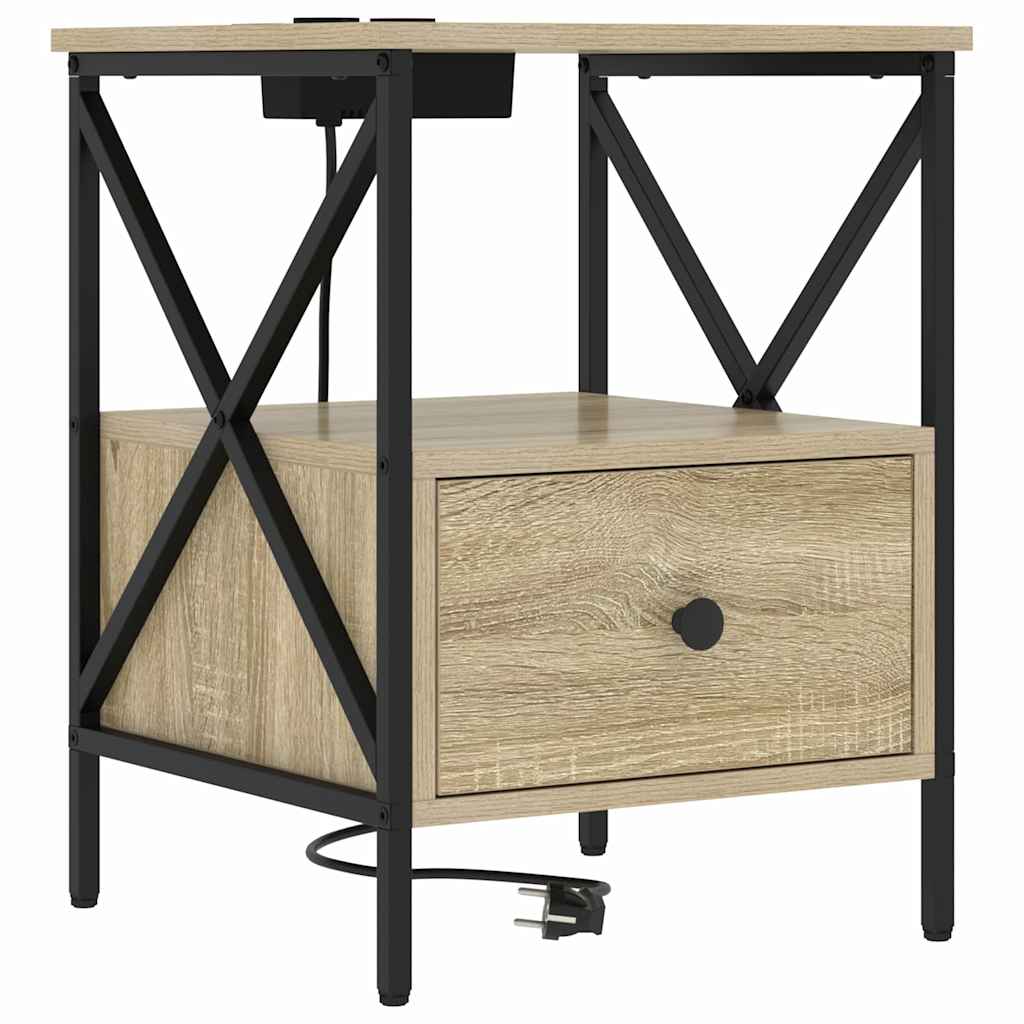 Nachtkastje 2 pcs Sonoma Eiken 41,5 x 40,5 x 55 cm Bewerkt hout is nu te koop bij PeponiXL, paradijselijk wonen!
